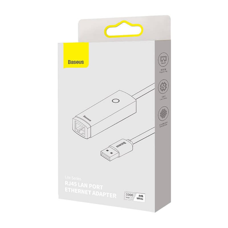 Adapteri Baseus Lite Series USB-C - RJ45-verkko (valkoinen) hinta ja tiedot | Adapterit | hobbyhall.fi