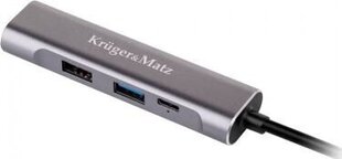 Kruger&Matz (HUB) USB C - HDMI / USB 3.0 / USB 2.0 / C hinta ja tiedot | Kruger & Matz Tietokoneet ja pelaaminen | hobbyhall.fi