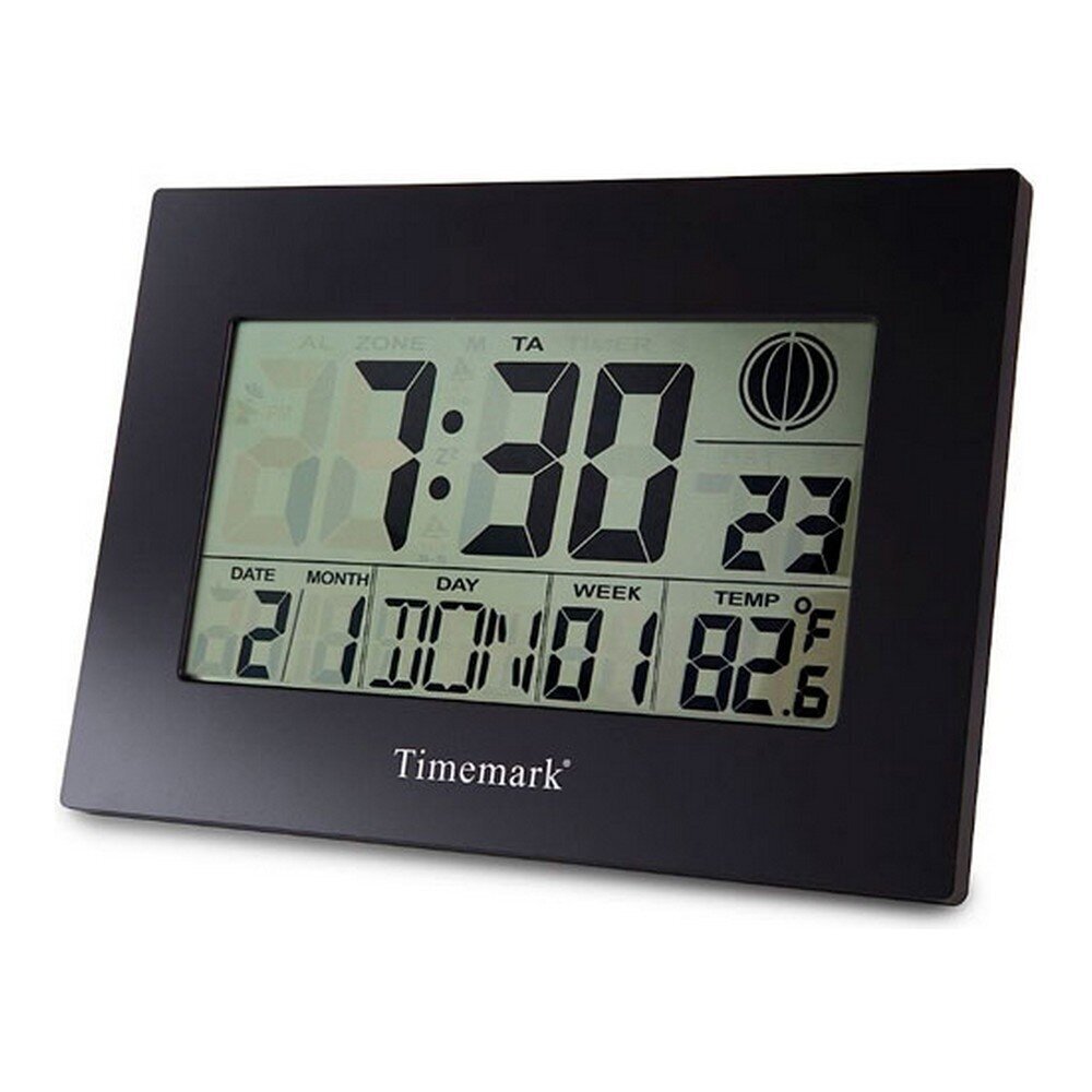 Seinäkello lämpömittarilla Timemark, musta, 24 x 17 x 2 cm hinta ja tiedot | Kellot | hobbyhall.fi