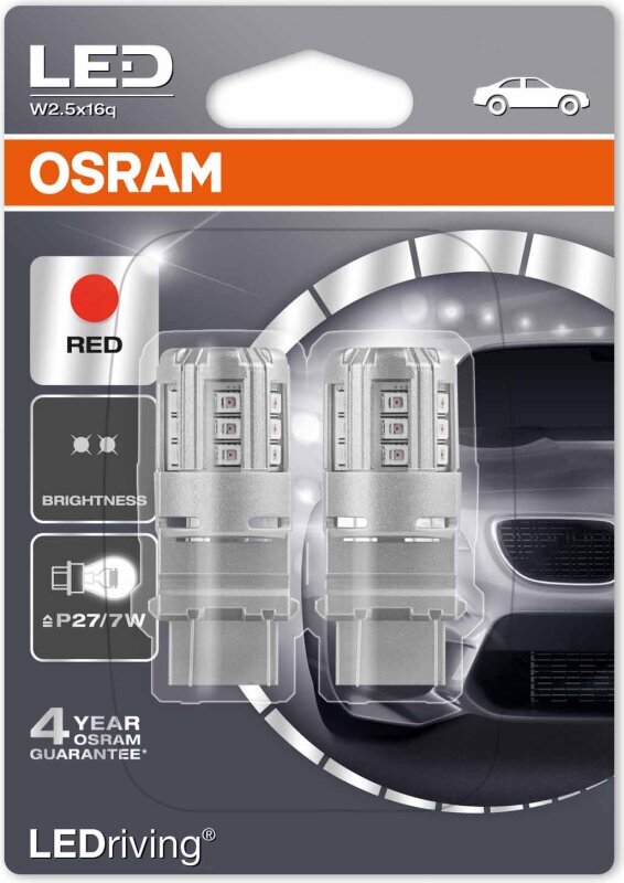 Osram LED punainen polttimo, P27/7W 12V 3W W2.5x16q, 3547R-02B hinta ja tiedot | Polttimot | hobbyhall.fi