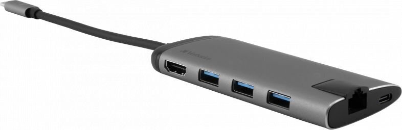 usb (3.1) hubi, 6 porttia, 49142, harmaa, kaapelin pituus 15 cm, sanatarkka, 1x usb c, usb a, hdmi, ethernet, sd-lukija hinta ja tiedot | Adapterit | hobbyhall.fi