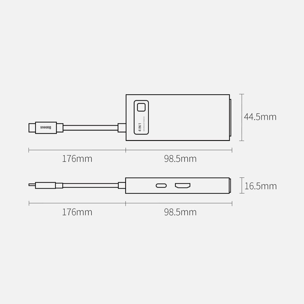 Baseus Metal Gleam HUB 4in1 -keskus hinta ja tiedot | Adapterit | hobbyhall.fi