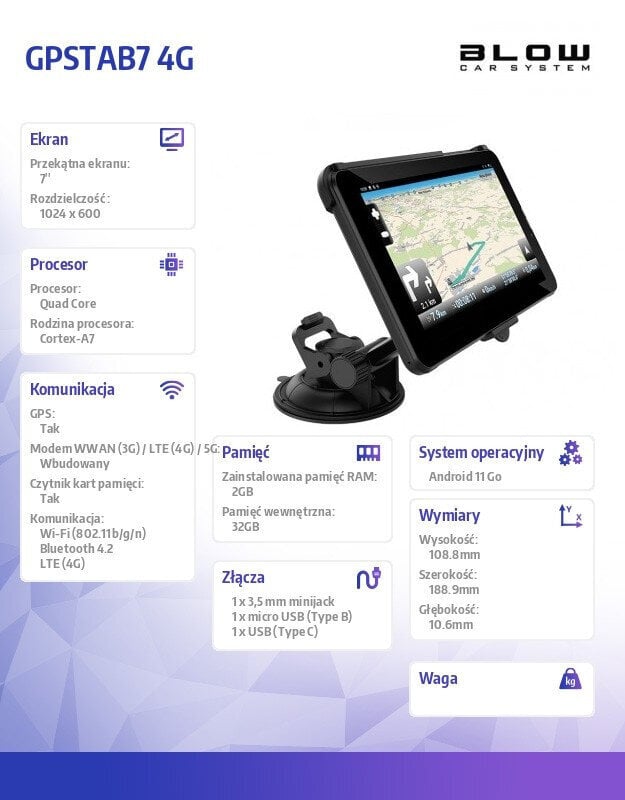 Tablet GPSTAB7 4G 7 inch hinta ja tiedot | Tabletit | hobbyhall.fi