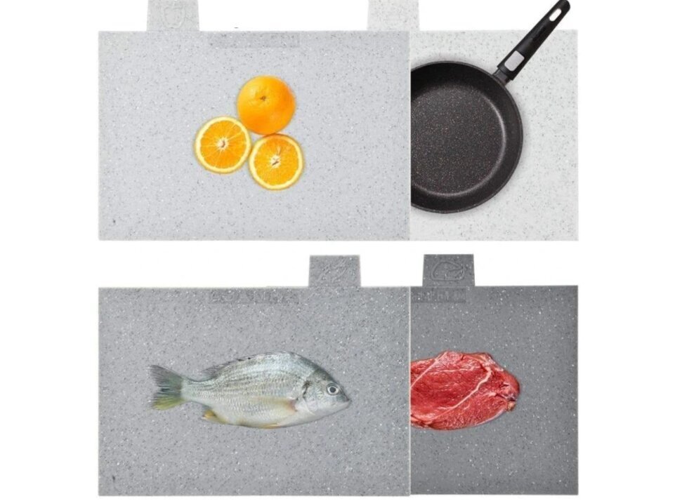 Leikkuulautasetti jalustalla 30x20 cm, harmaa 4 kpl hinta ja tiedot | Leikkuulaudat | hobbyhall.fi