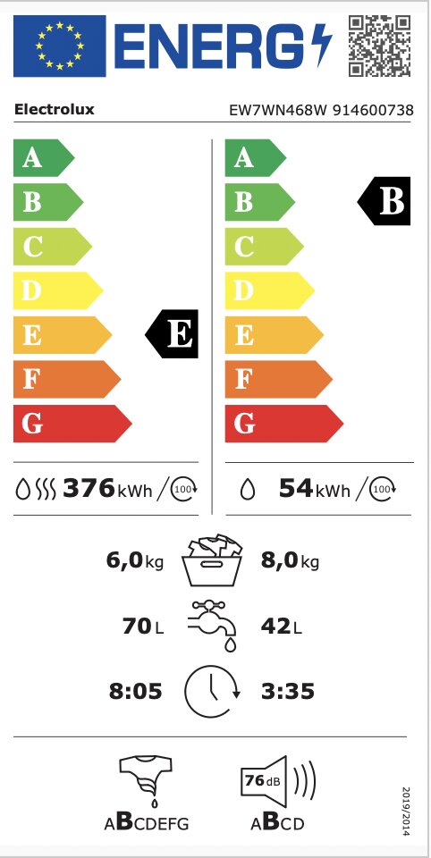 Electrolux EW7WN468W hinta ja tiedot | Pyykinpesukoneet | hobbyhall.fi