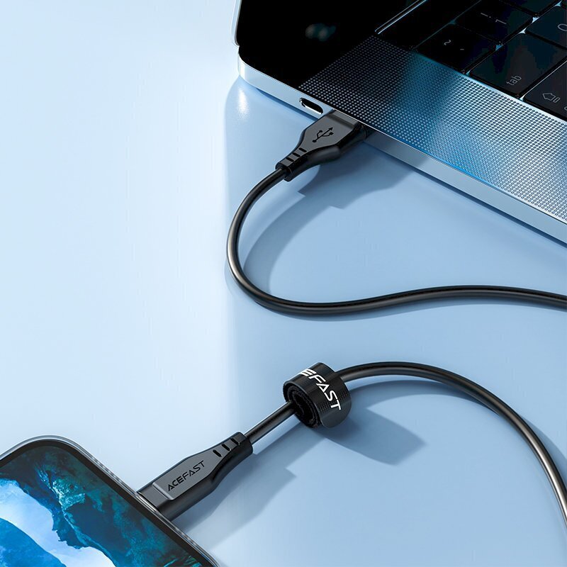 Acefast kaapeli MFI USB - Lightning 1.2m, 2.4A musta (C3-02 musta) hinta ja tiedot | Puhelinkaapelit | hobbyhall.fi
