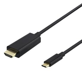 Deltaco USB-C - HDMI, 4K UHD, 2m, musta / USBC-HDMI1020-K / 00140021 hinta ja tiedot | Kaapelit ja adapterit | hobbyhall.fi