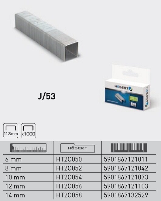 Hogert-puristimet J-malli, 6mm, 11.3mm, 1000 kpl - HT2C050 hinta ja tiedot | Käsityökalut | hobbyhall.fi