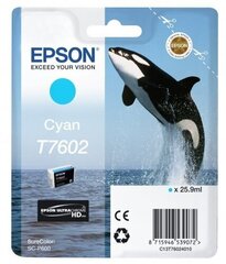 Epson T7602 Ink Cartridge, Cyan hinta ja tiedot | Laserkasetit | hobbyhall.fi