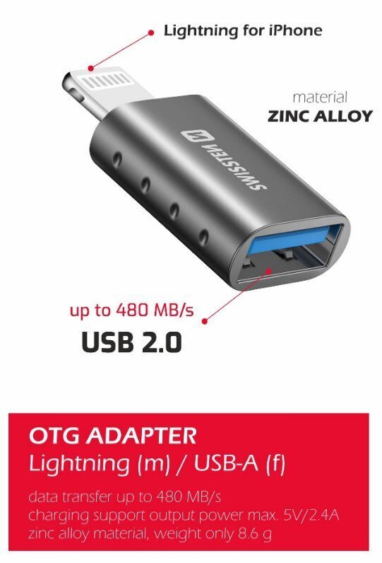 Swissten OTG Adapter Lightning to USB Connection hinta ja tiedot | Adapterit | hobbyhall.fi