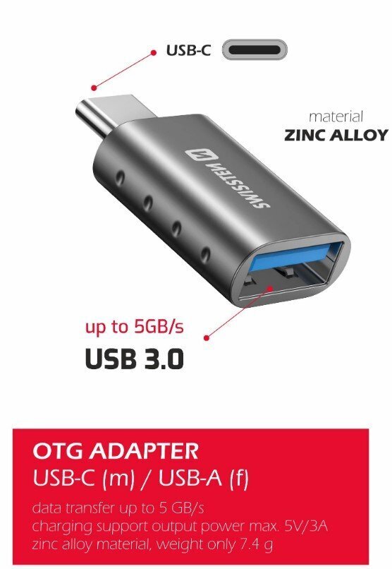 Swissten OTG Adapter USB-C to USB 3.0 Connection hinta ja tiedot | Adapterit | hobbyhall.fi