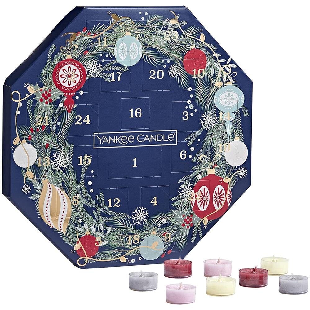 Yankee Candle Christmas joulukalenteri 24 kpl x 9,8 g teekynttilät + pidike hinta ja tiedot | Kynttilät ja kynttilänjalat | hobbyhall.fi