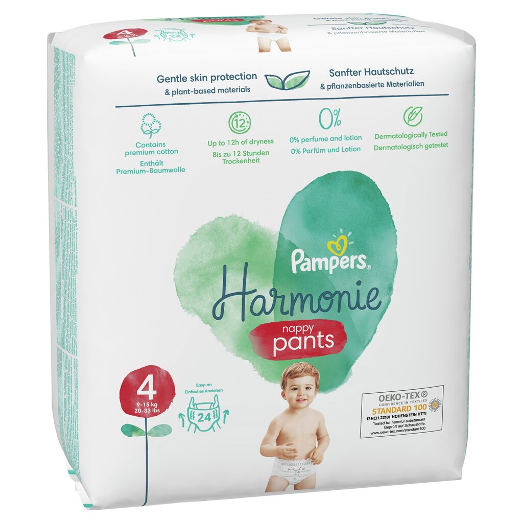 Pampers Harmonie Housuvaipat, koko 4, 96 kpl, 9-15kg. hinta ja tiedot | Vaipat | hobbyhall.fi