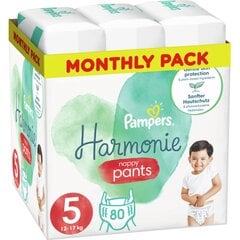 Pampers Harmonie housuvaipat, koko 5, 80 kpl, 12-17kg. hinta ja tiedot | Vaipat | hobbyhall.fi