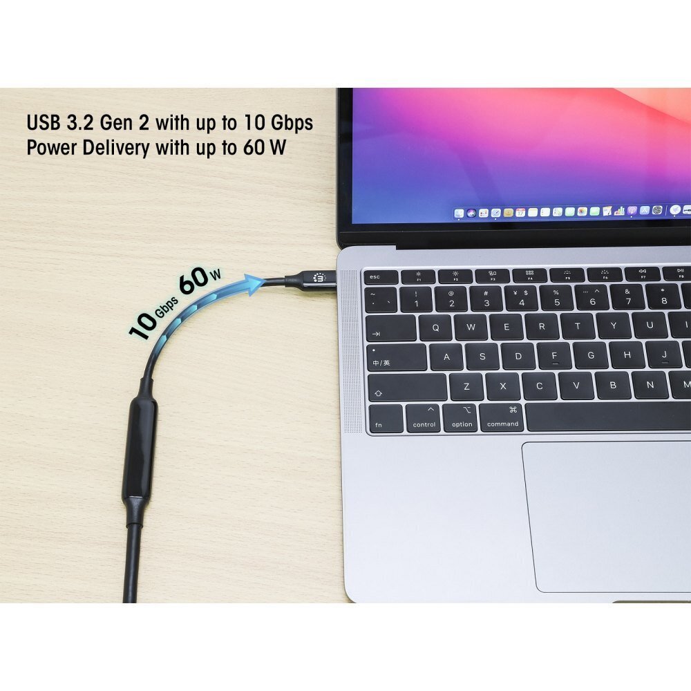 Manhattan USB-C 3.2 Gen2 3m 8K * 60Hz 10Gbps 60W 3A hinta ja tiedot | Puhelinkaapelit | hobbyhall.fi