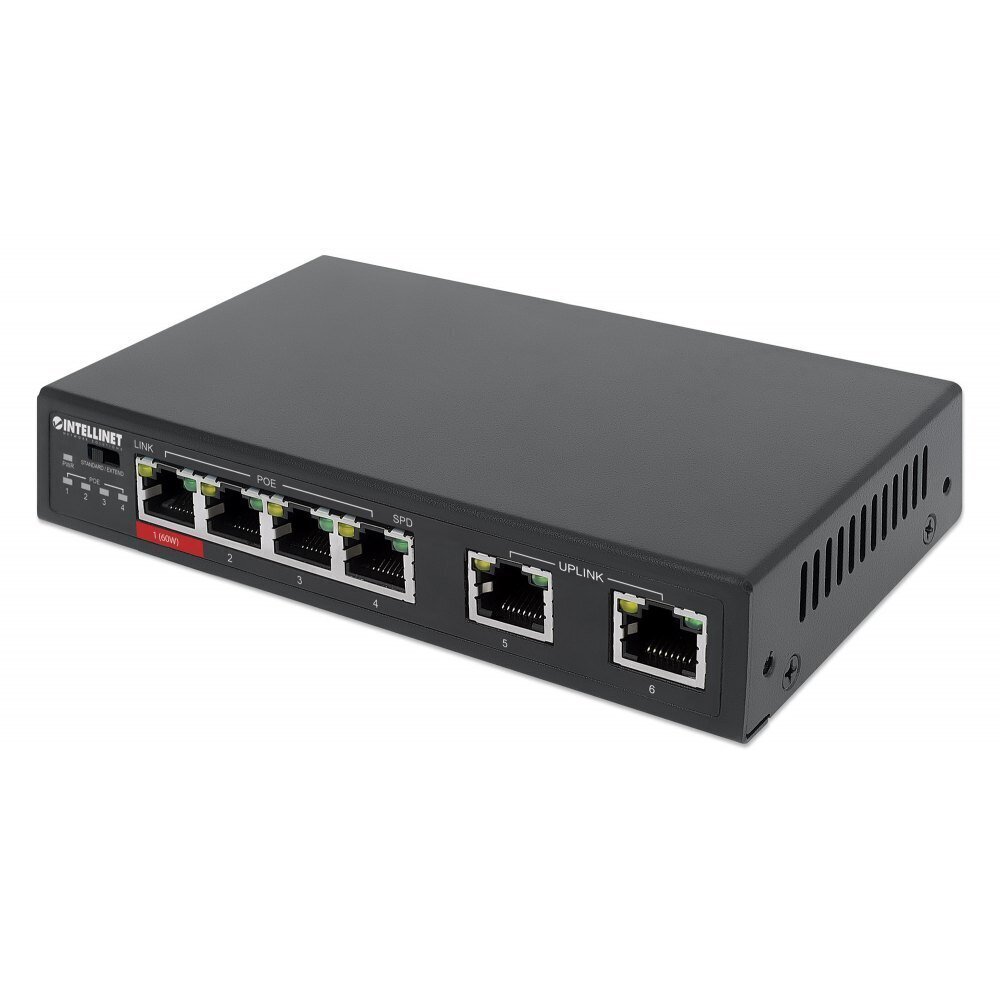 Fast Ethernet, 6 porttia RJ45 10/100, mukaan lukien 3x PoE ja 1x High Power PoE hinta ja tiedot | Verkkokytkimet | hobbyhall.fi