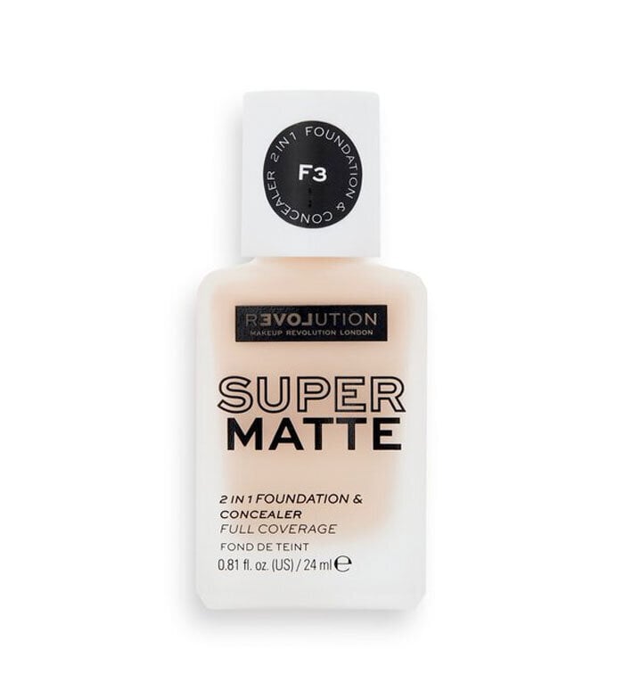 Meikkivoide-peitevoide Revolution Relove Super Matte Foundation, F3, 24 ml hinta ja tiedot | Meikkivoiteet ja puuterit | hobbyhall.fi