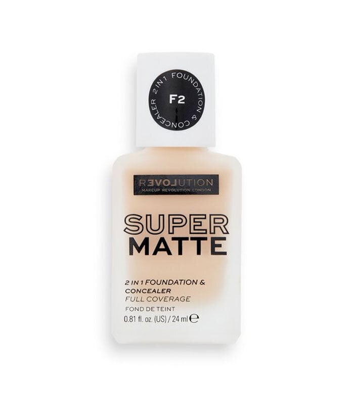 Meikkivoide-peitevoide Revolution Relove Super Matte Foundation, F2, 24 ml hinta ja tiedot | Meikkivoiteet ja puuterit | hobbyhall.fi