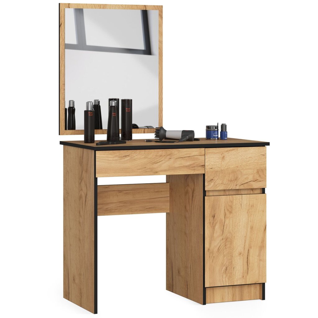 Meikkipöytä peilillä 50x60 cm, Craft-tammen väri hinta ja tiedot | Peilipöydät | hobbyhall.fi