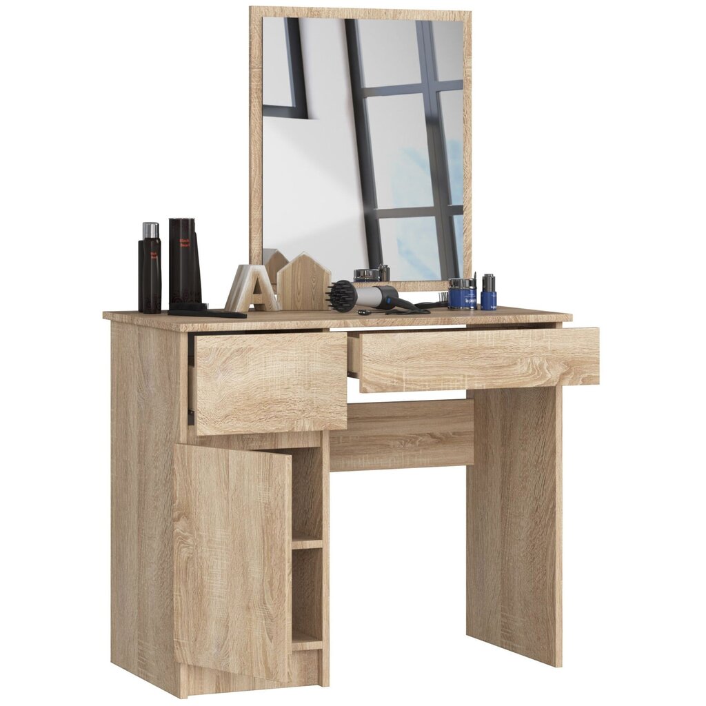 Meikkipöytä peilillä 50x60 cm, Sonoma-tammi hinta ja tiedot | Peilipöydät | hobbyhall.fi