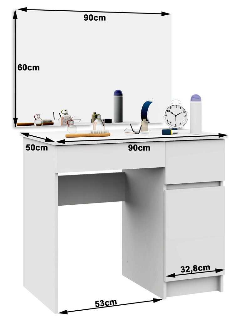 Meikkipöytä peilillä 90x60 cm, tummanruskea hinta ja tiedot | Peilipöydät | hobbyhall.fi