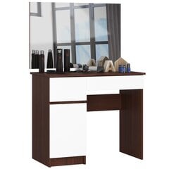Meikkipöytä peilillä 90x60 cm, tummanruskea/valkoinen hinta ja tiedot | Peilipöydät | hobbyhall.fi