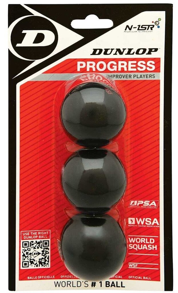 Squash-pallot Dunlop Progress 3-läpipainopakkaus. hinta ja tiedot | Squash | hobbyhall.fi