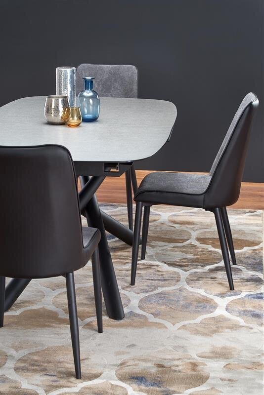 Halmar Capello -keittiönpöytä, 95 x 77 x 180/249 cm, harmaa / musta hinta ja tiedot | Ruokapöydät | hobbyhall.fi