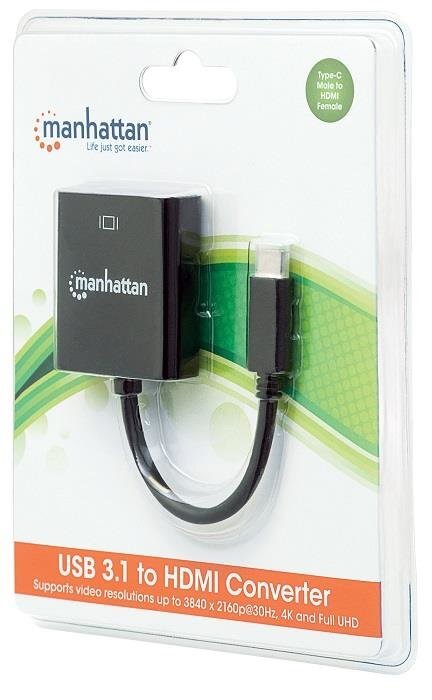 Sovitin Manhattan AV USB-C 3.1 - HDMI M/F 1080P/4K, musta hinta ja tiedot | Puhelinkaapelit | hobbyhall.fi