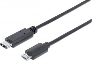 Kaapeli Manhattan USB-C 2.0 / Micro-USB 1m 60W 3A M/M, musta hinta ja tiedot | Puhelinkaapelit | hobbyhall.fi