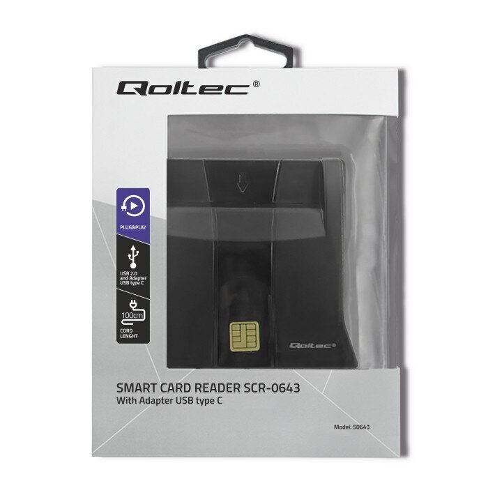 Qoltec älykorttiskanneri USB2.0 Plug & play hinta ja tiedot | Älylaitteiden lisätarvikkeet | hobbyhall.fi
