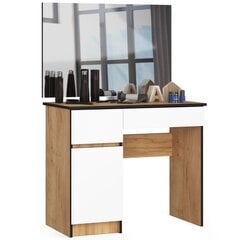 Pukeutumispöytä peilillä 90x60 cm, Craft tammi/valkoinen hinta ja tiedot | Peilipöydät | hobbyhall.fi