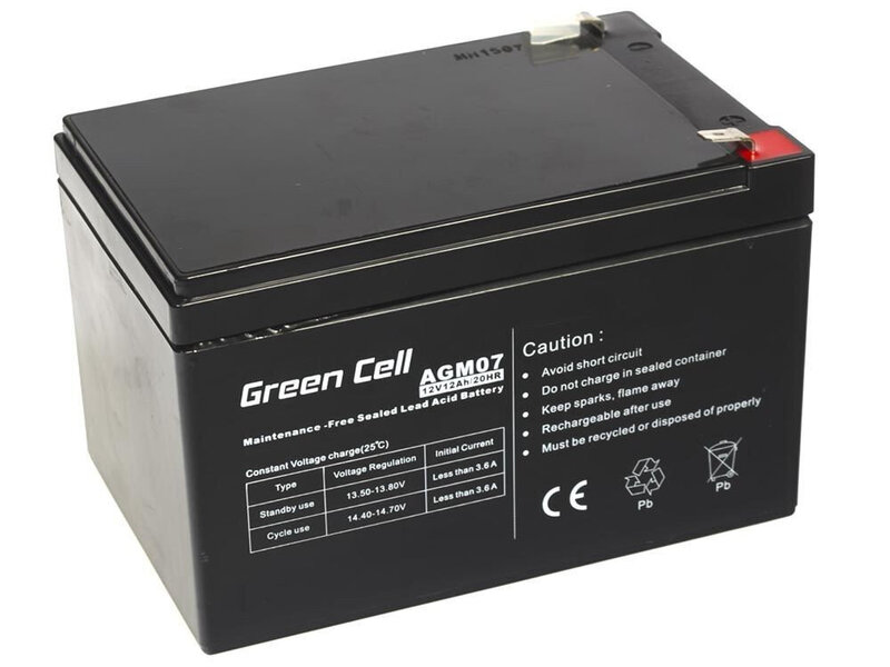 Green Cell AGM07 12V 12Ah hinta ja tiedot | UPS-laitteet | hobbyhall.fi