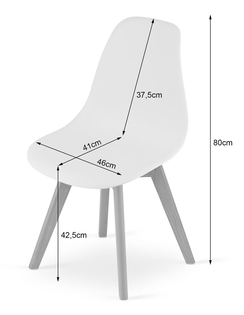 KITO tuoli, valkoinen/mustat jalat, x4 hinta ja tiedot | Ruokapöydän tuolit | hobbyhall.fi