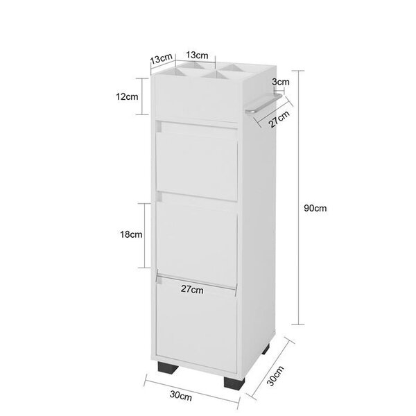 Valkoinen kylpyhuonekaappi 3 laatikolla, BZR29-W hinta