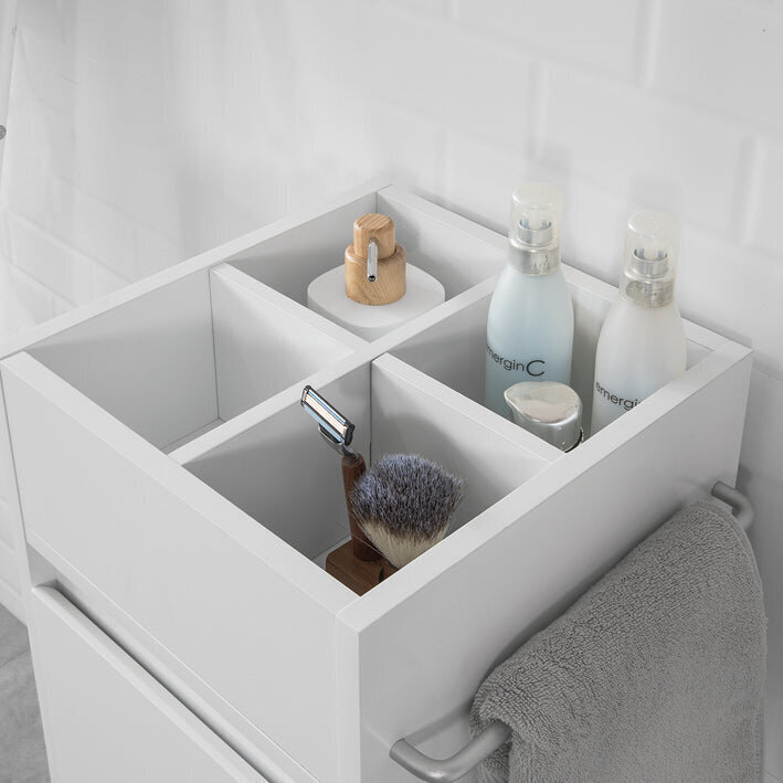 Valkoinen kylpyhuonekaappi 3 laatikolla, BZR29-W hinta ja tiedot | Kylpyhuonekaapit | hobbyhall.fi