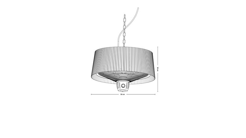 SUNRED lämmitin ARTIX C-HB, Compact Bright Hanging Infrared, 1500 W, musta