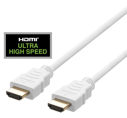 HDMI-kaapeli DELTACO ULTRA High Speed, 48Gbps, 2m, eARC, QMS, 8K 60Hz, 4K 120Hz, valkoinen / HU-20A hinta ja tiedot | Kaapelit ja adapterit | hobbyhall.fi