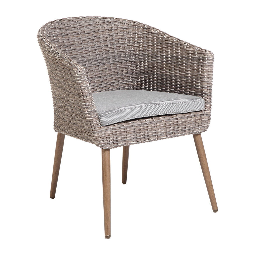 Norway-tuoli, 61 x 62 x H76 cm, alumiinirunko, tekorottinki, beige hinta ja tiedot | Puutarhatuolit | hobbyhall.fi