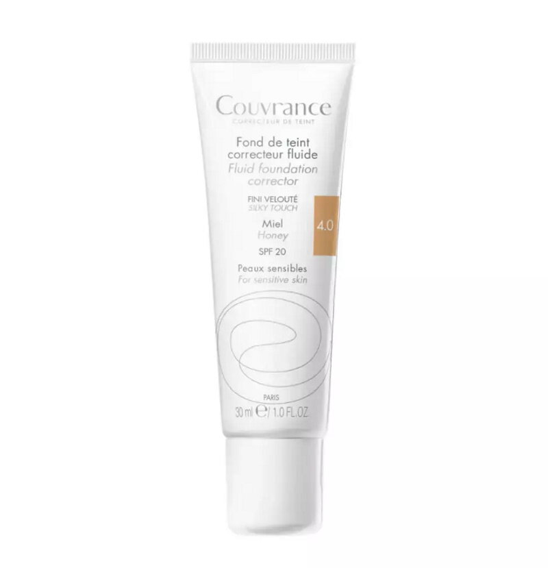 Väsymyksenestovoide Avene Couvrance Fluid Foundation Corrector SPF20 04 Honey, 30 ml hinta ja tiedot | Meikkivoiteet ja puuterit | hobbyhall.fi