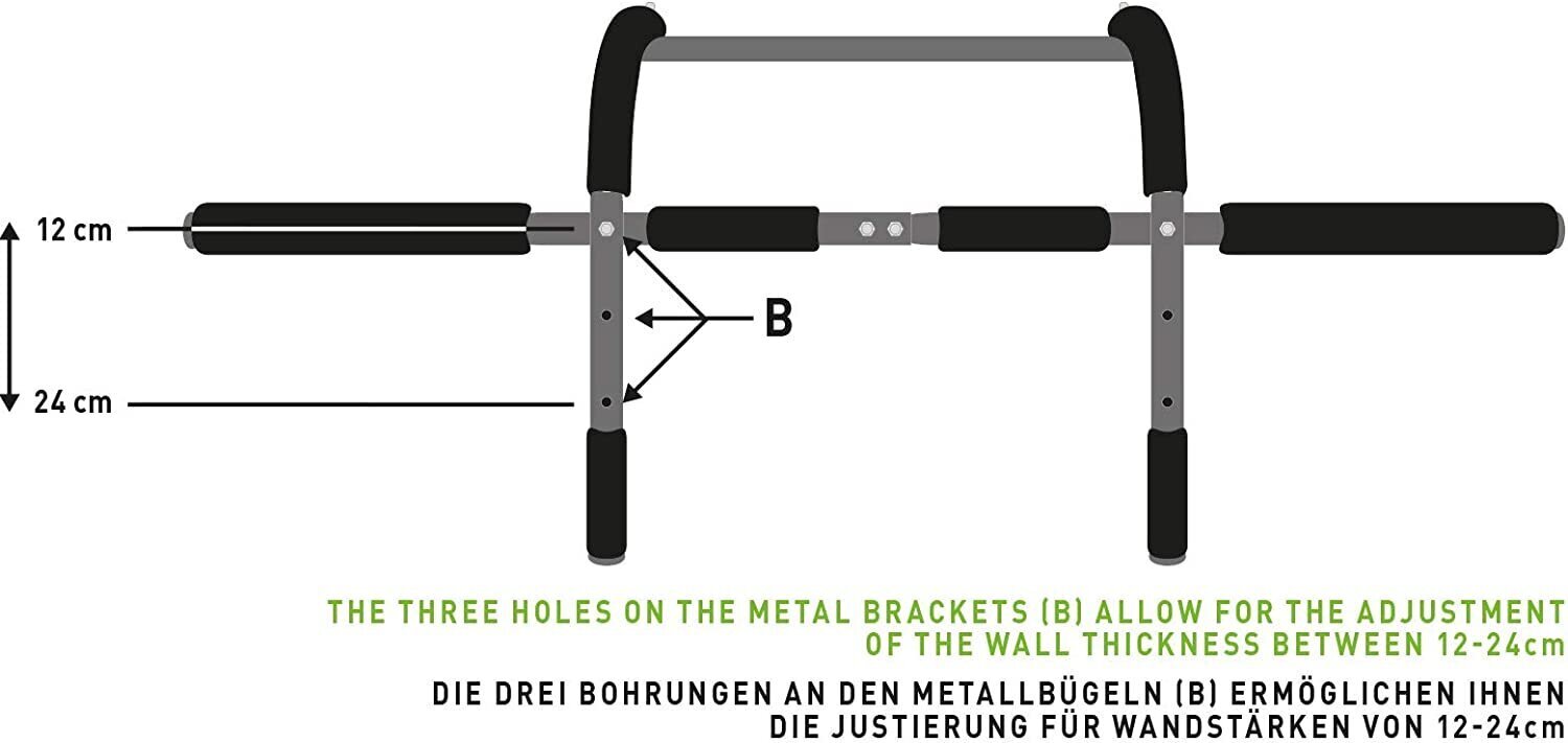 Schildkrot 4 in 1 -leuanvetotanko, teräs, musta hinta ja tiedot | Leuanvetotangot | hobbyhall.fi