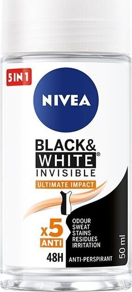 Roll-on deodorantti Nivea Black & White Invisible Ultimate Impact 5in1 50 ml hinta ja tiedot | Deodorantit | hobbyhall.fi