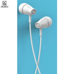 iKaku Erman universaalit in-ear musiikki- ja puhelukuulokkeet 3,5 mm 1,2 m kaapeli mikrofonilla ja kaukosäätimellä, valkoinen hinta ja tiedot | Kuulokkeet | hobbyhall.fi