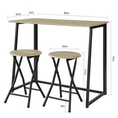 OGT18-N Baaripöytäkokonaisuus - 1 taitettava baaripöytä ja 2 taitettavaa tuolia hinta ja tiedot | Keittiökalusteet | hobbyhall.fi