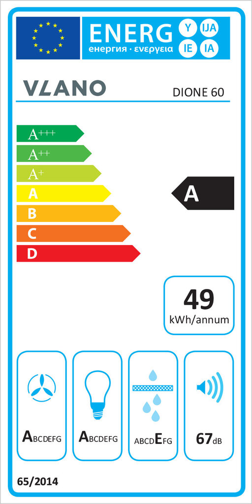 Vlano DIONE 60 BK hinta ja tiedot | Liesituulettimet | hobbyhall.fi