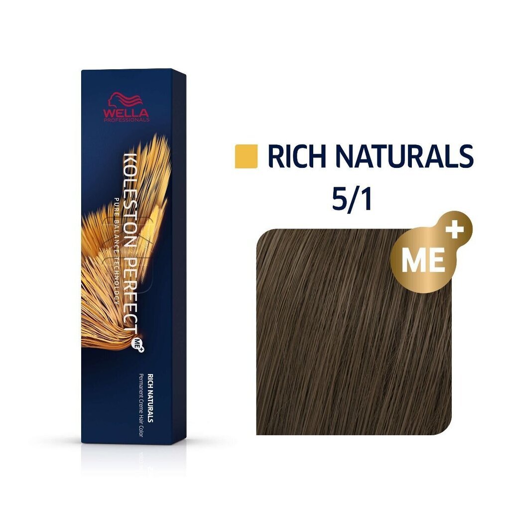 Wella Koleston Perfect Me+ - Rich Naturals, 5/1 Light Brown Ash hiusväri , 60 ml hinta ja tiedot | Hiusvärit | hobbyhall.fi