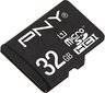 PNY SDU32GPER50-EF, micro SDHC 32GB (+ SD-sovitin) hinta ja tiedot | Puhelimen muistikortit | hobbyhall.fi