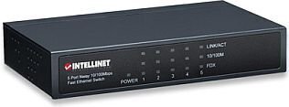 Ethernet-kytkin Intellinet 5x 10/100Mbps RJ45 metallirunko hinta ja tiedot | Verkkokytkimet | hobbyhall.fi