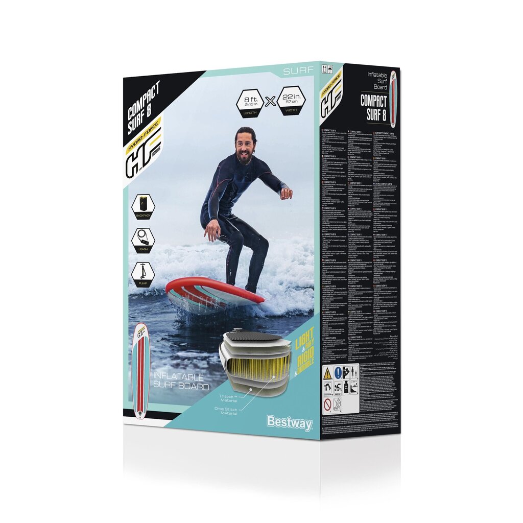 Bestway Hydro-Force Compact Surf 8 täytettävä SUP-lauta 243x57x7 cm hinta ja tiedot | SUP-laudat | hobbyhall.fi