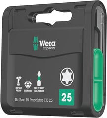 Wera Bit-Box 15 Iskulaitteen päätykappaleet 15kpl, TORX T20 x 25mm hinta ja tiedot | Käsityökalut | hobbyhall.fi